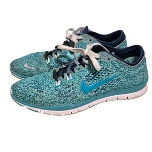 Nike Free 5.0 TR FIT 4 PRT Running Shoes Womens 7.5 Leopard Turquoise 629832-303
